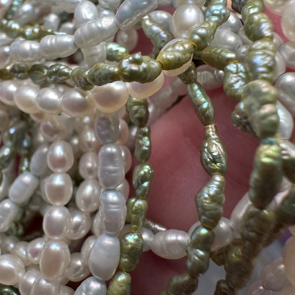Three Stranded Fresh Water Rice Pearls - Picture 9 of 15